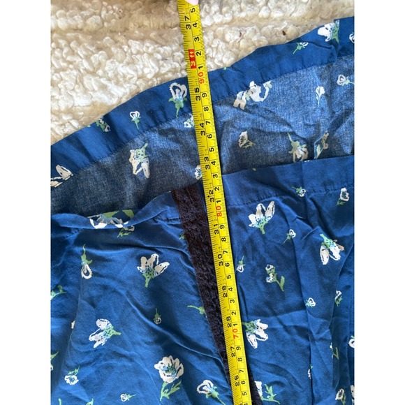 Matilda Jane Day Tripping Tunic Dress Blue Floral Crochet Lace V-Neck Size XS - Picture 9 of 9